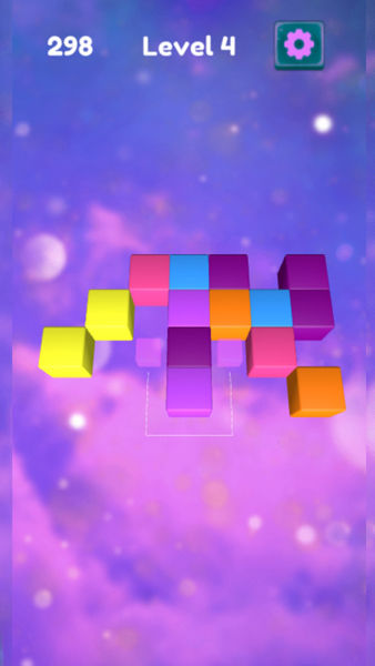 Onet Gallery 3D level 4 gameplay with colourful floating blocks and a connection path